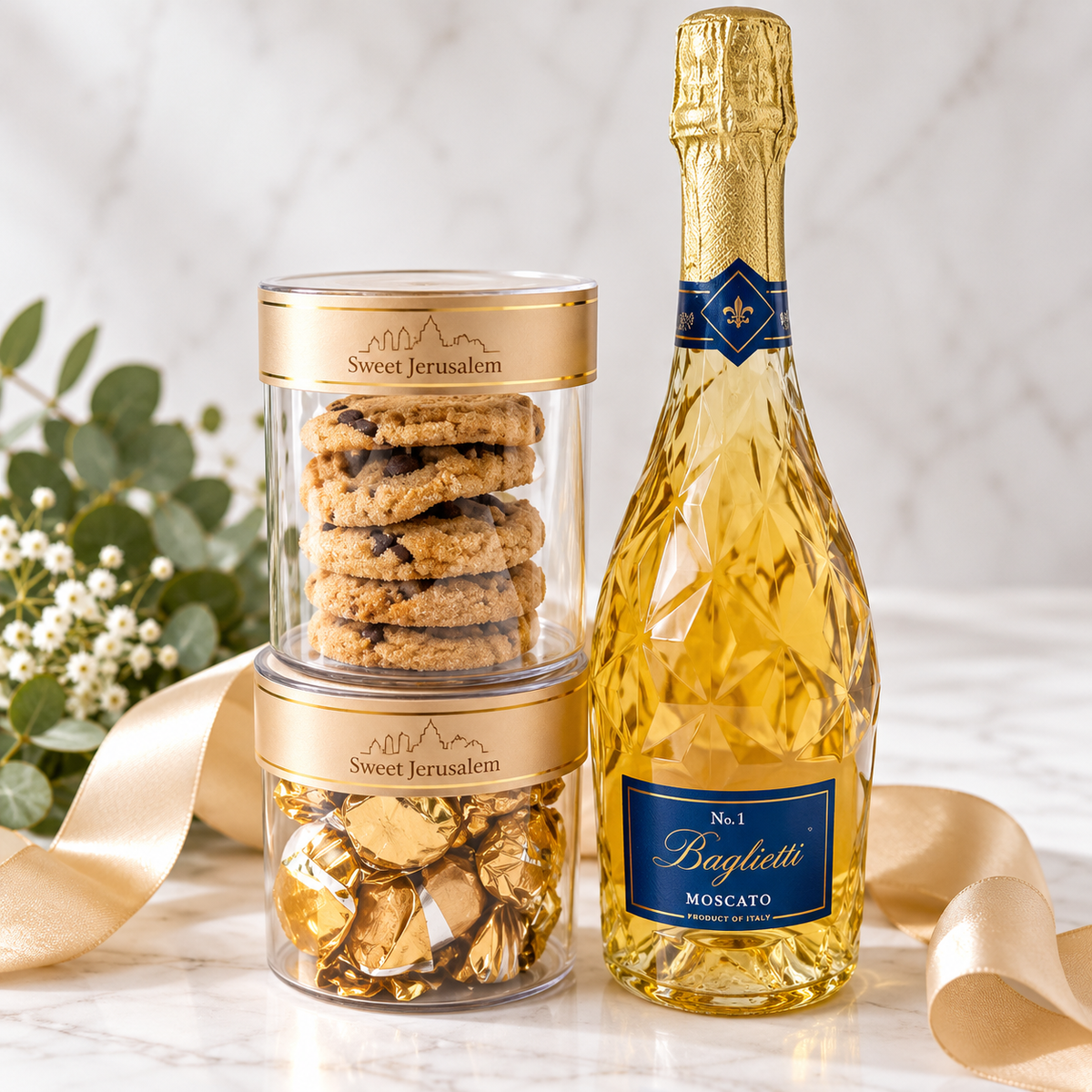 Elegant Moscato Sweet Wine & Gourmet Treats Gift Bundle