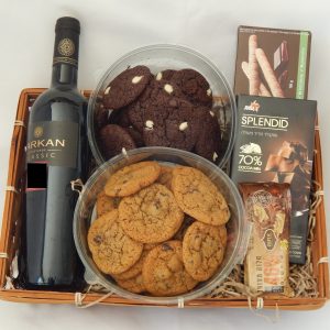 DELUXE DOUBLE DELIGHT CHOCOLATE-CHIP-COOKIE AND CHOCOLATE TREATS BASKET